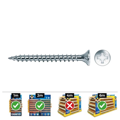 Tornillo Madera Avellanado Pozi 3.5x25mm Zincado Lubricado Caja 1000 Unidades CELO