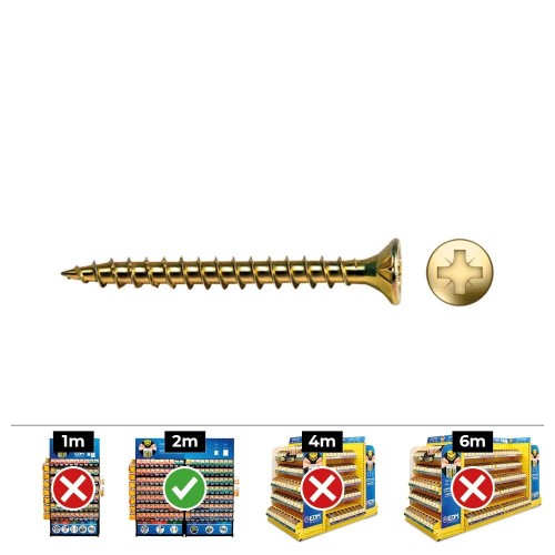 Tornillo Para Madera Avellanado 6x70mm Bicromatado Lubricado Caja 80 Unidades CELO