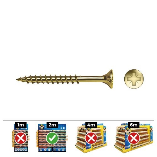 Tornillo Madera Bicromatado 6x90mm Avellanado Punta Pozidriv Caja 50 Unidades CELO