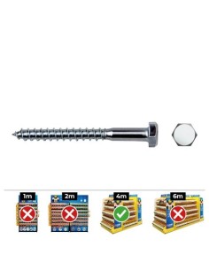 Tornillo Rosca Madera Cabeza Hexagonal Acero Zincado 8x50mm 250 Unidades CELO