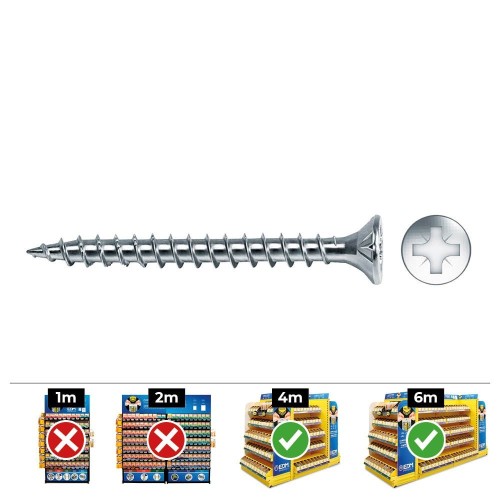 Tornillo Madera Avellanado Pozi Ø4x30mm Zincado Lubricado Caja 500 Unidades CELO