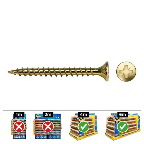 Tornillo Para Madera Avellanado Ø6x40mm Bicromatado Lubricado Caja 250 Unidades CELO