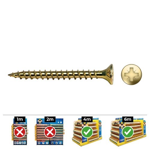 Tornillo Madera Avellanado Ø6x60mm Bicromatado Lubricado Caja 200 Unidades CELO