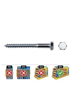 Tirafondo Hexagonal Acero Zincado 8x90mm Caja 100 Unidades CELO