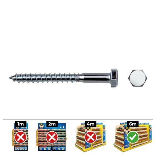 Tirafondo Hexagonal Acero Zincado 8x90mm Caja 100 Unidades CELO