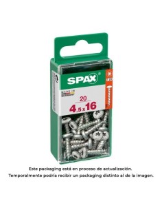 Tornillo Madera Acero 4.5x16mm Cabeza Redonda T-Star Plus Rosca Completa Wirox Caja 20 Unidades SPAX