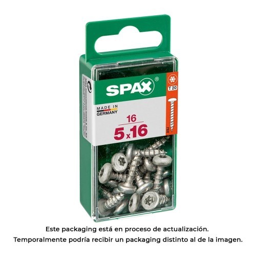 Tornillo Madera Acero Wirox 5x16mm Cabeza Redonda Rosca Completa T-Star Plus 4Cut Caja 16 Unidades SPAX