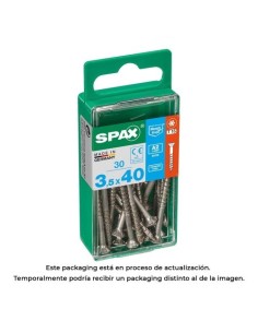 Tornillo Madera Acero Inoxidable Parcial 3.5x40mm Cabeza Plana TStarPlus T15 4Cut 30 Unidades SPAX