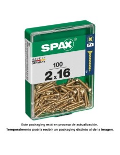 Tornillo Madera Acero 2.0x16mm Rosca Completa Cabeza Plana Ranura Cruz Yellox Caja 100 Unidades SPAX