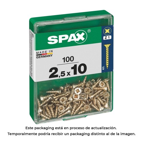 Tornillo Madera Rosca Completa Cabeza Plana Ranura Cruz Z1 Punta S 2.5x10mm Yellox 100 Unidades SPAX
