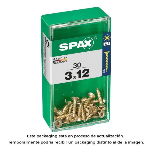 Tornillo Madera Acero 3x12mm Cabeza Plana Punta S Rosca Completa Yellox 30 Unidades SPAX