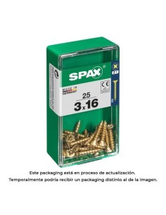 Tornillo Madera Rosca Completa Cabeza Plana Ranura Cruz Punta S 3.0x16mm Yellox Caja 25 Unidades SPAX