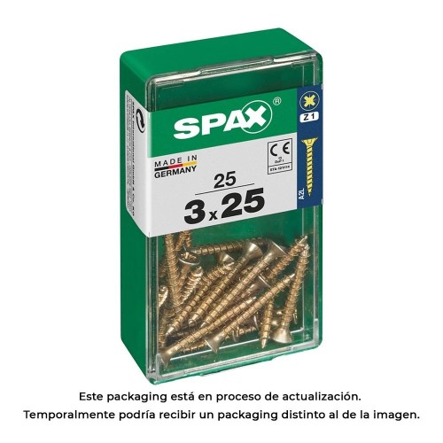 Tornillo Madera Acero 3.0x25mm Cabeza Plana Rosca Completa Ranura Cruz PuntaS Yellox 25Unidades SPAX