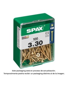 Tornillo Madera Rosca Completa Cabeza Plana Ranura Cruz Z1 Punta S 3x30mm Amarillo 100 Unidades SPAX
