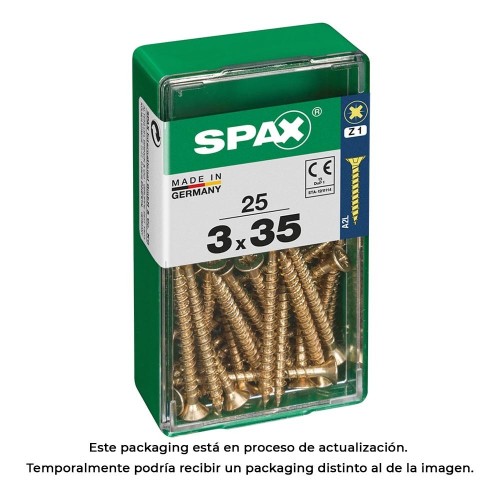 Tornillo Madera Rosca Completa Cabeza Plana Punta S Yellox 3.0x35mm 25 Unidades SPAX