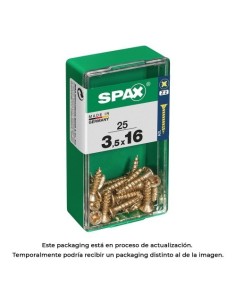 Tornillo Madera Acero 3,5x16mm Cabeza Plana Phillips Rosca Completa Yellox 25Unidades SPAX