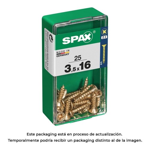 Tornillo Madera Acero 3,5x16mm Cabeza Plana Phillips Rosca Completa Yellox 25Unidades SPAX