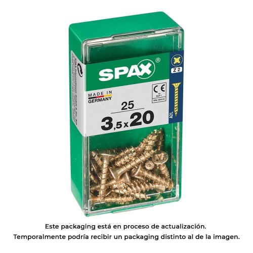 Tornillo Madera Rosca Completa Cabeza Plana Ranura Cruz Z2 4Cut Yellox 3.5x20mm Caja25Unidades SPAX