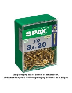 Tornillo Madera Rosca Completa Cabeza Plana Ranura Cruz 3.5x20mm Yellox 100 Unidades SPAX