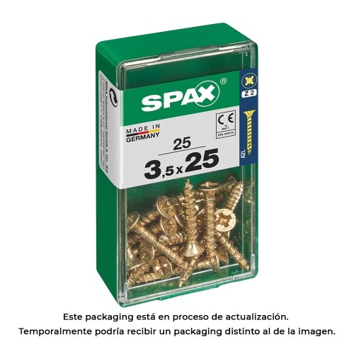 Tornillo Madera Acero 3.5x25mm Cabeza Plana Rosca Completa Ranura Cruz 25 Unidades Yellox SPAX