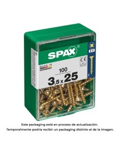 Tornillo Madera Acero 3.5x25mm Cabeza Plana Ranura Cruz Rollo 100Unidades Amarillo Spax