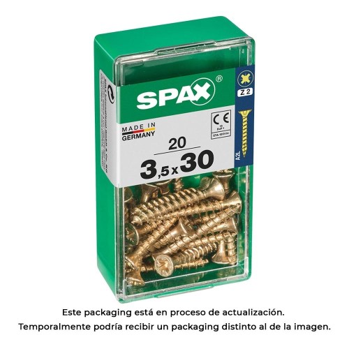 Tornillo Madera Rosca Completa Cabeza Plana Ranura Cruz Z2 4CUT 3.5x30mm Yellox Caja 20 Unidades SPAX