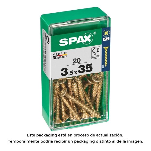 Tornillo Madera Acero 3.5x35mm Cabeza Plana Cruz Yellox Caja 20 Unidades SPAX