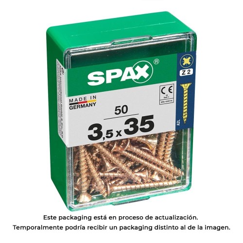 Tornillo Madera Rosca Completa Cabeza Plana Ranura Cruz Z2 4CUT 3.5x35mm Yellox Caja 50 Unidades SPAX