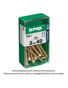 Tornillo Madera Rosca Completa Cabeza Plana Ranura Cruz Z2 4CUT 3.5x40mm Amarillo Caja 20 Unidades SPAX