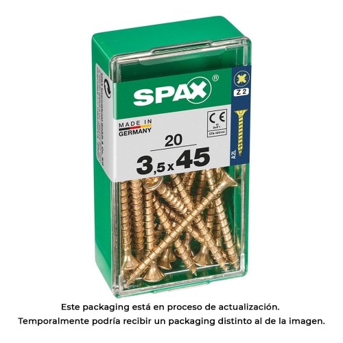 Tornillo Madera Rosca Completa Cabeza Plana Ranura Cruz 3.5x45mm Yellox 20 Unidades SPAX