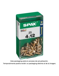 Tornillo Madera Acero 4.0x12mm Cabeza Plana Yellox Roscado Total Caja 25 Unidades SPAX