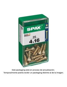 Tornillo Madera Acero 4.0x16mm Cabeza Plana Rosca Completa Yellox Caja 25 Unidades SPAX