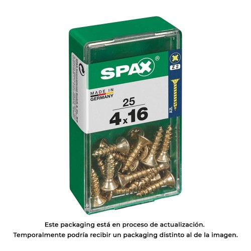 Tornillo Madera Acero 4.0x16mm Cabeza Plana Rosca Completa Yellox Caja 25 Unidades SPAX