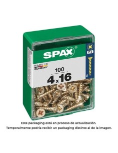 Tornillo Madera Acero Rosca Completa Cabeza Plana Ranura Cruz Z2 4CUT 4.0x16mm Yellox Caja 100 Unidades SPAX