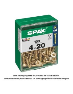 Tornillo Madera Acero Rosca Completa Cabeza Plana Ranura Cruz Z2 4CUT 4.0x20mm 100 Unidades Yellox SPAX