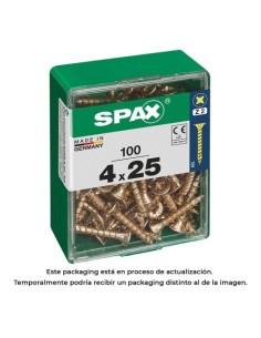 Tornillo Madera Acero 4.0x25mm Cabeza Plana Ranura Cruz 100 Unidades Spax