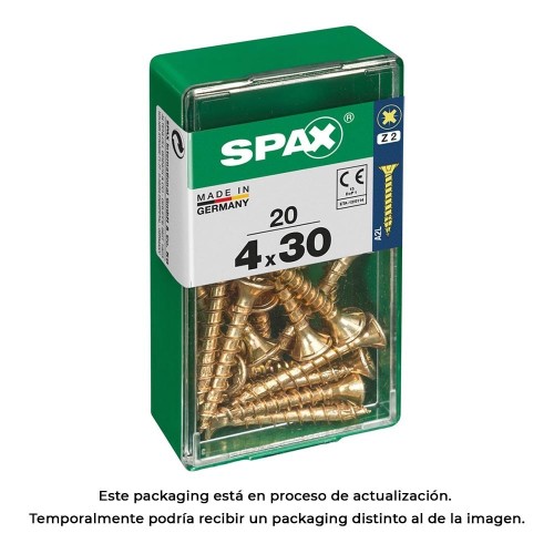 Tornillo Madera Cabeza Plana Rosca Completa Ranura Cruz Z2 4CUT Yellox 40x30mm Caja 20 Unidades SPAX