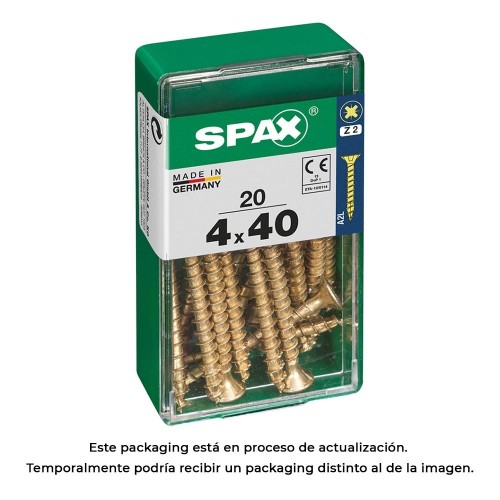 Tornillo Madera Rosca Completa Cabeza Plana Ranura Cruz Z2 4CUT 4.0x40mm Yellox Caja 20 Unidades SPAX