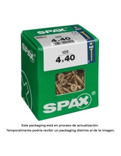Tornillo Madera Acerado 4x40mm Cabeza Plana Rosca Completa Yellox Caja 125 Unidades SPAX