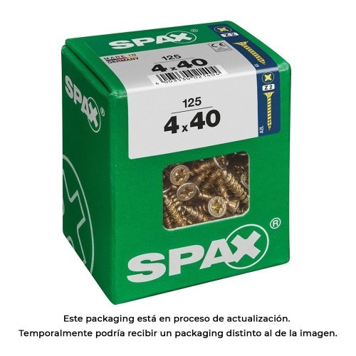 Tornillo Madera Acerado 4x40mm Cabeza Plana Rosca Completa Yellox Caja 125 Unidades SPAX