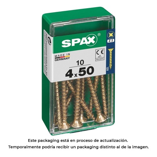 Tornillo Madera Rosca Completa Cabeza Plana Cruz Z2 4CUT Yellox 4.0x50mm Caja 10 Unidades SPAX