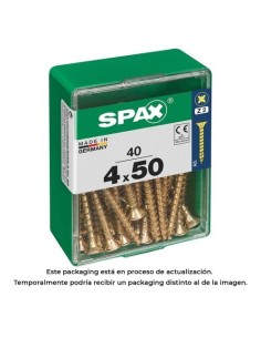 Tornillo Madera Acero 4x50mm Cabeza Plana Rosca Completa Ranura Cruz 40 Unidades Yellox SPAX