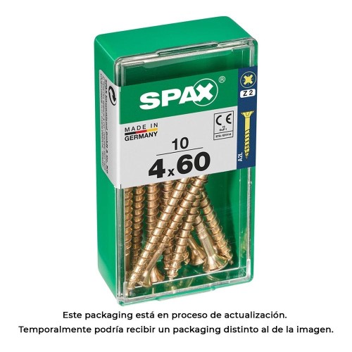 Tornillo Madera Cabeza Plana Rosca Parcial Ranura Cruciforme 4CUT 4.0x60mm Yellox 10 Unidades SPAX