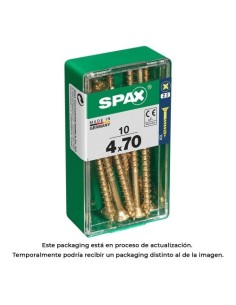 Tornillo Madera Cabeza Plana Rosca Parcial 4CUT Ranura Cruz Z2 Yellox 4x70mm 10Unidades SPAX