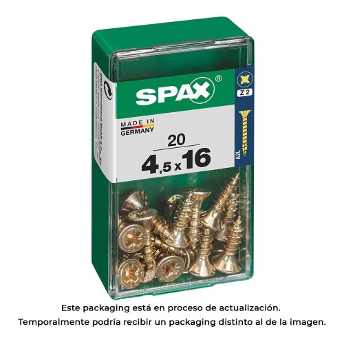 Tornillo Madera Acero 4.5x16mm Cabeza Plana Rosca Completa Punta 4CUT Ranura Cruz Z2 YELLOX 20 Unidades SPAX