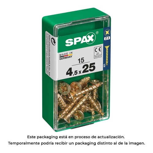 Tornillo Madera Acero 4.5x25mm Cabeza Plana Cruz Z2 Rollo 15 Unidades SPAX