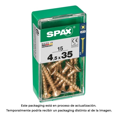 Tornillo Madera Acero 4.5x35mm Cabeza Plana Rosca Completa Yellox Cruz Z2 15 Unidades SPAX
