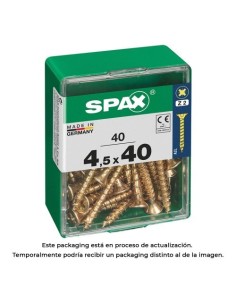Tornillo Madera Rosca Completa Cabeza Plana Cruz Z2 4CUT 4.5x40mm YELLOX Caja 40 Unidades SPAX