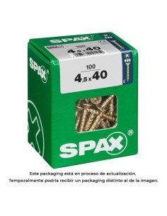 Tornillo Madera Acero 4.5x40mm Cabeza Plana Yellox Rosca Completa Ranura Cruz Caja 100 Unidades SPAX