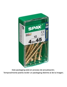 Tornillo Madera Rosca Completa Cabeza Plana 4.5x45mm Yellox Caja 10 Unidades SPAX